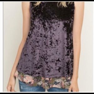 Mystree purple crushed velvet sleeveless top